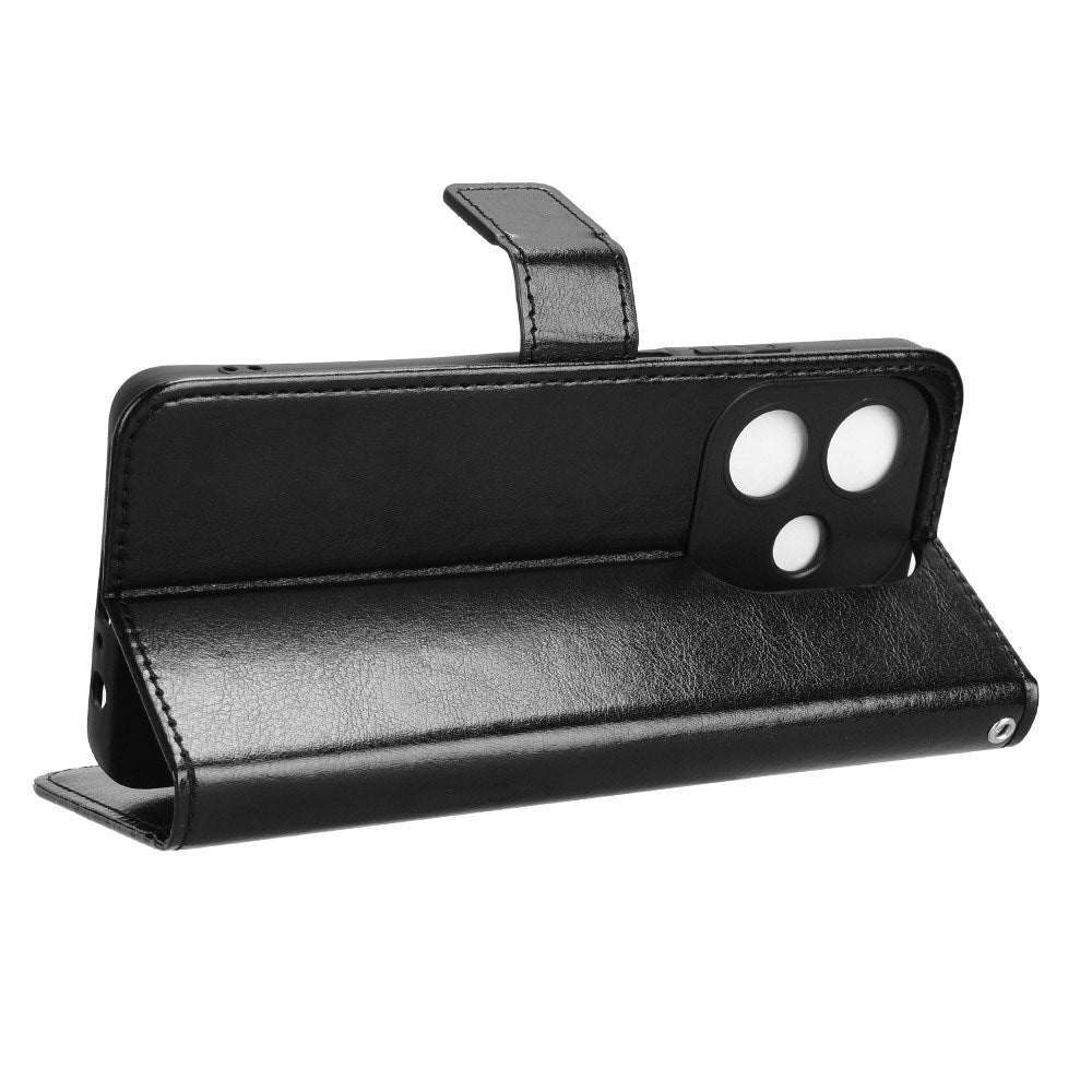 EIDERWOOD Oppo A60 / A40M / A40 Faux Leather Flip Case with Strap - Black