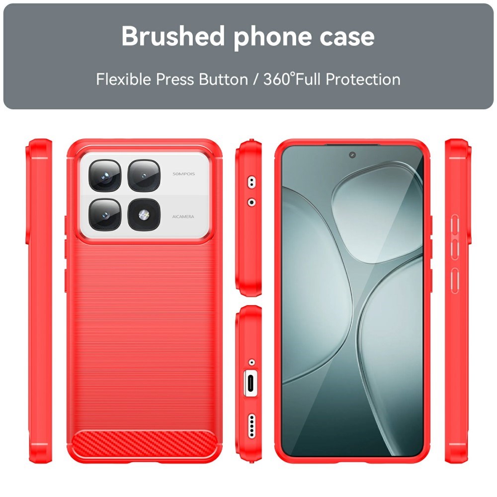 EIDERWOOD Xiaomi 14T Pro Brushed Carbon Fiber Flexible Plastic Case - Red