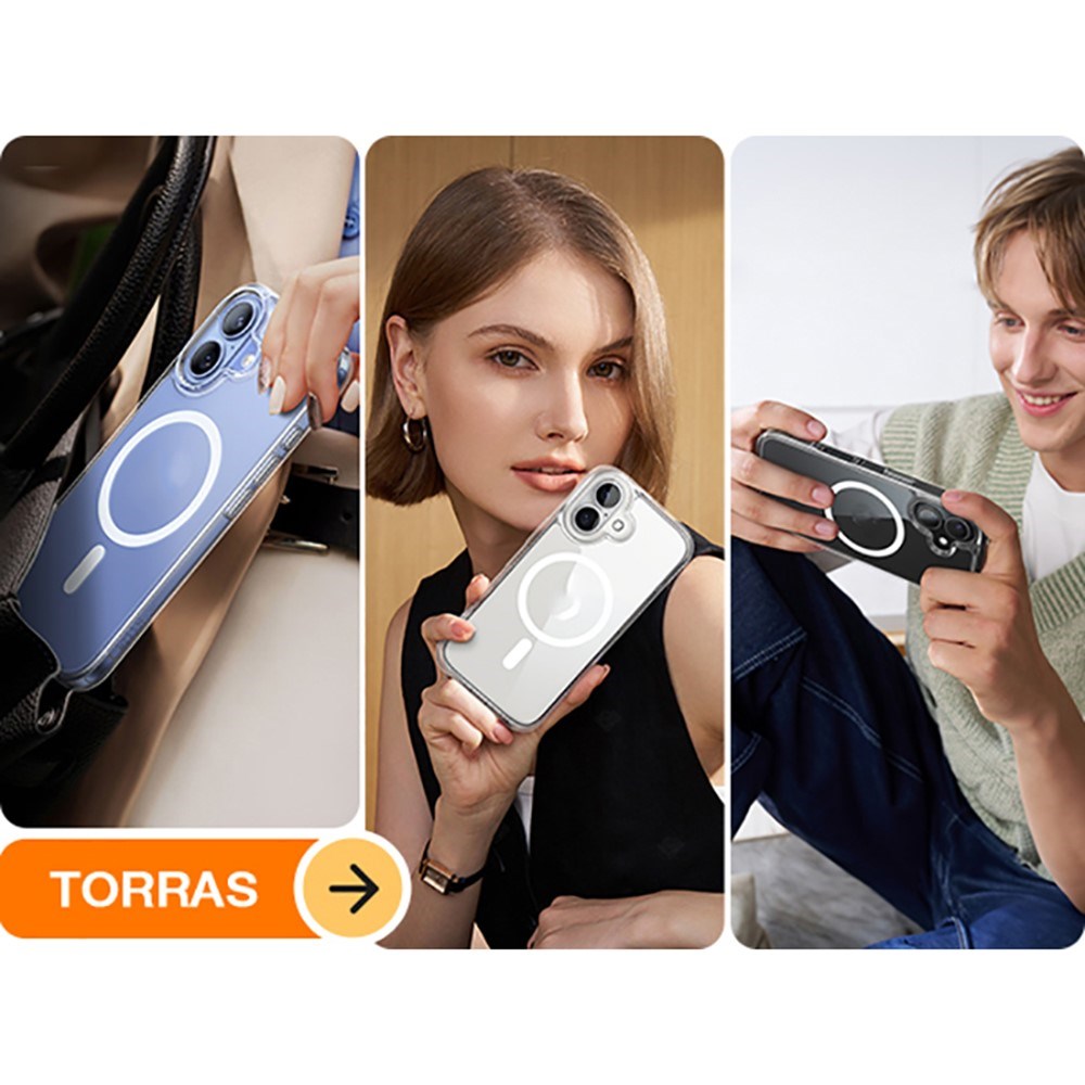 TORRAS iPhone 16 Flexible Plastic Case - MagSafe Compatible - Transparent