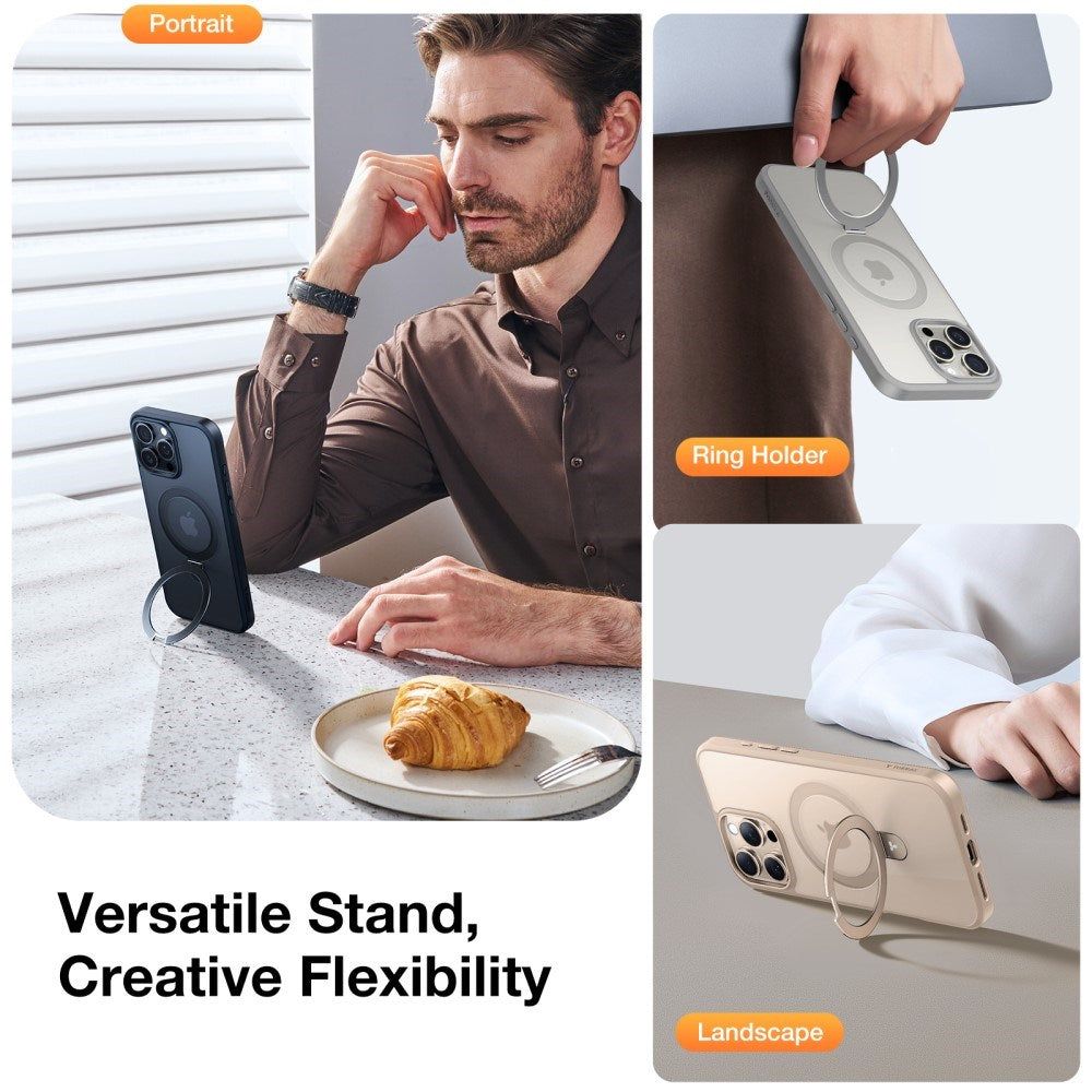 TORRAS iPhone 16 Pro Max Guardian Ostand Series Case with Kickstand - MagSafe Compatible - Rose Gold