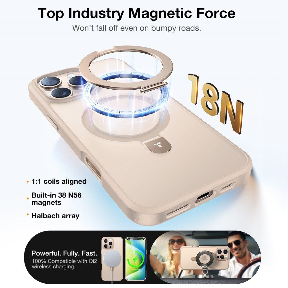 TORRAS iPhone 16 Pro Max Guardian Ostand Series Case with Kickstand - MagSafe Compatible - Rose Gold