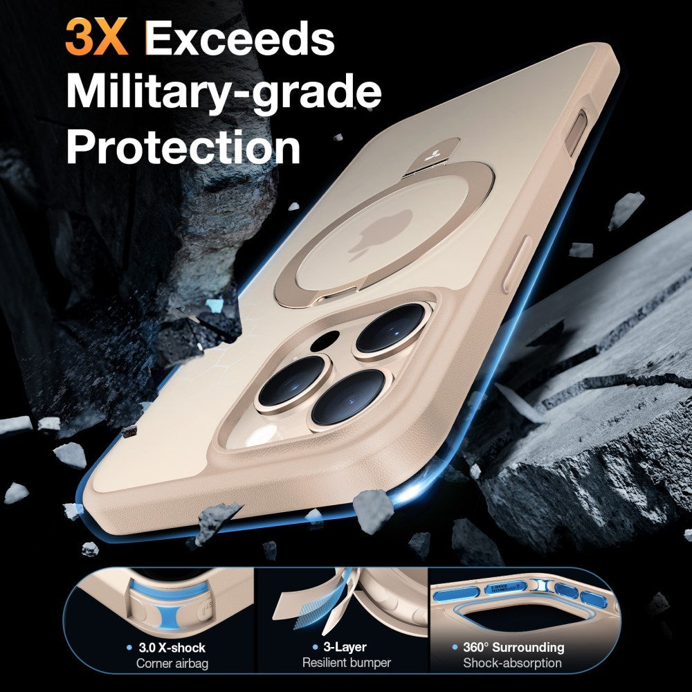 TORRAS iPhone 16 Pro Max Guardian Ostand Series Case with Kickstand - MagSafe Compatible - Rose Gold