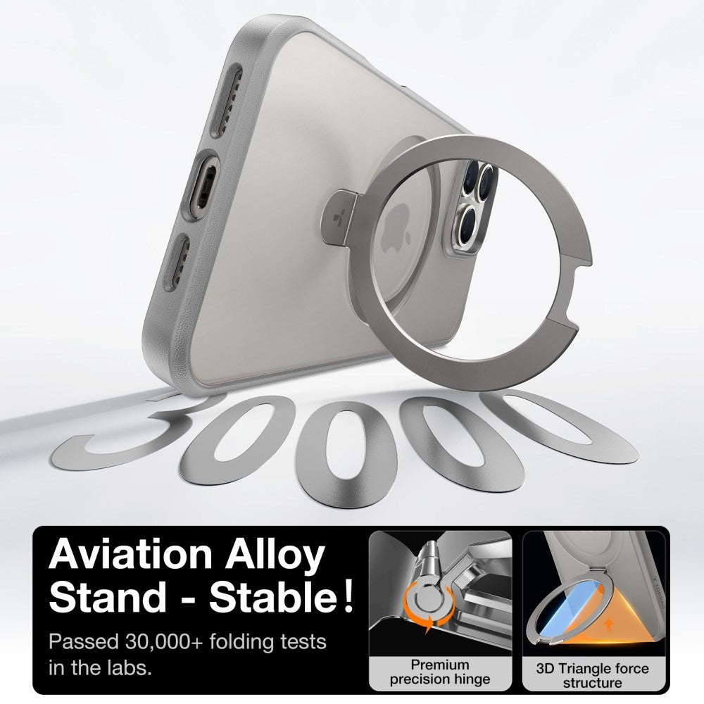 TORRAS iPhone 16 Pro Guardian Ostand Series Case with Kickstand - MagSafe Compatible - Grey