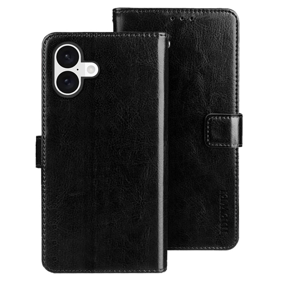 EIDERWOOD iPhone 16 Plus Faux Leather Flip Case with Wallet & Stand Function - Black