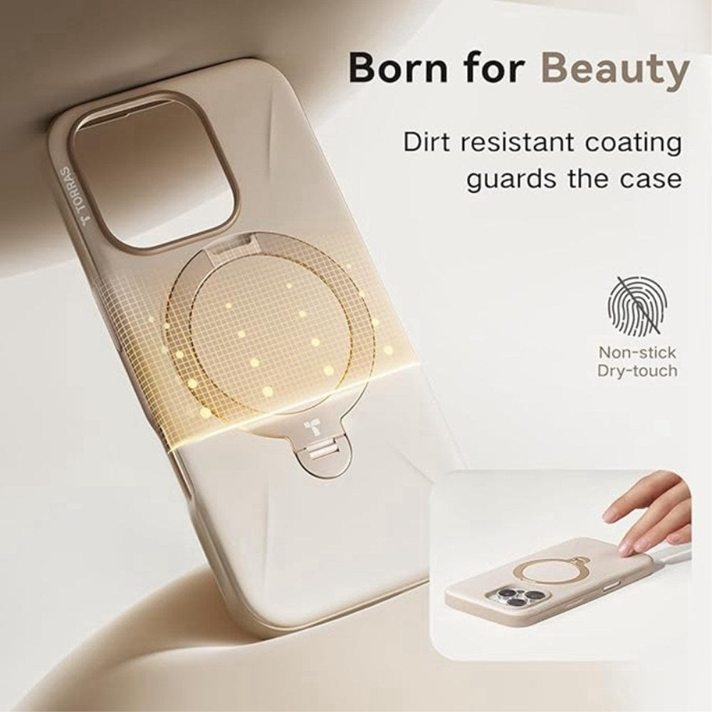 TORRAS iPhone 16 Pro Flexible Plastic Case with Ring Kickstand - MagSafe Compatible - White