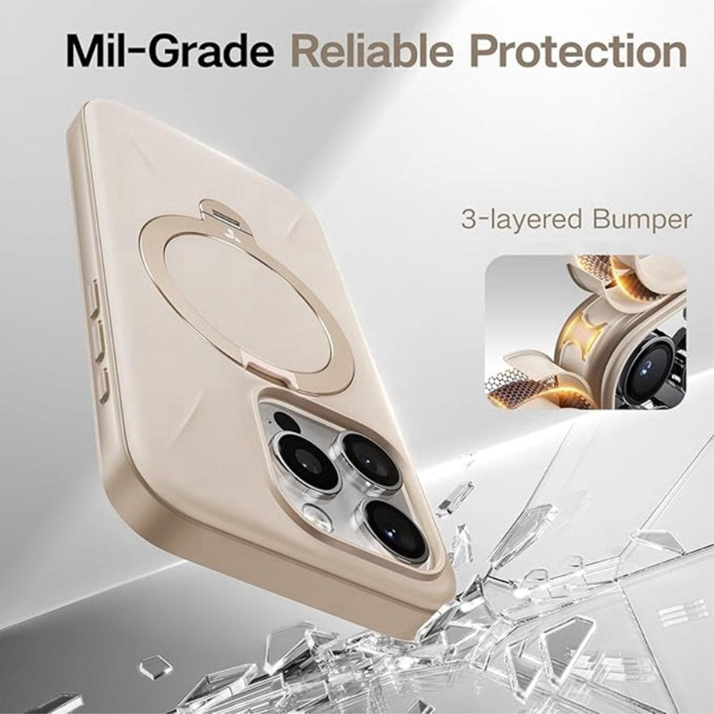 TORRAS iPhone 16 Pro Flexible Plastic Case with Ring Kickstand - MagSafe Compatible - White