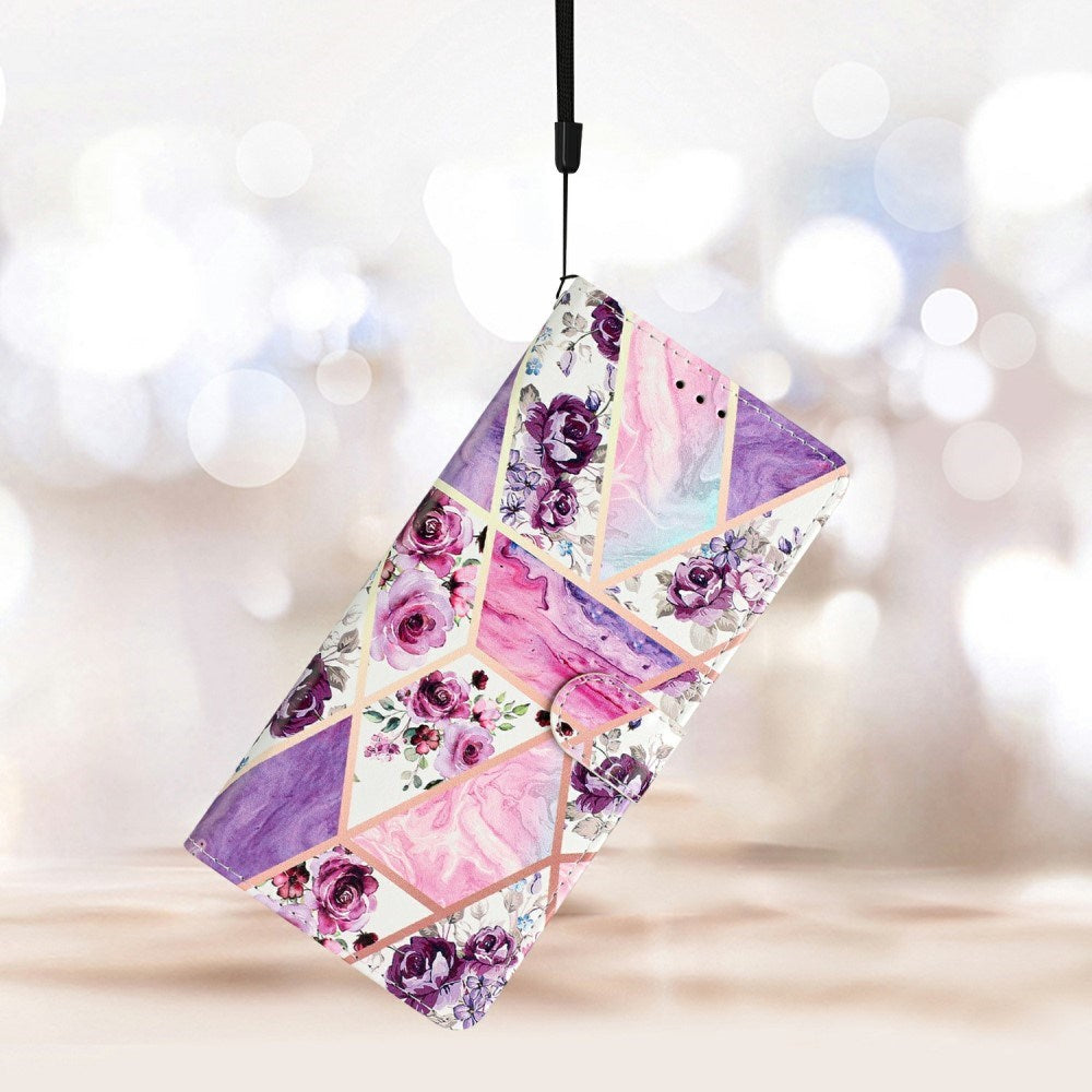 EIDERWOOD Samsung Galaxy S25+ (Plus) Flip Case with Card Holder & Strap - Purple Marble