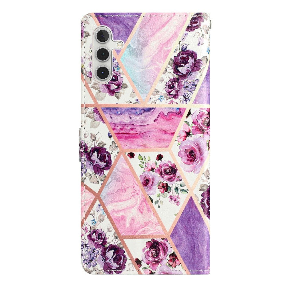 EIDERWOOD Samsung Galaxy S25+ (Plus) Flip Case with Card Holder & Strap - Purple Marble