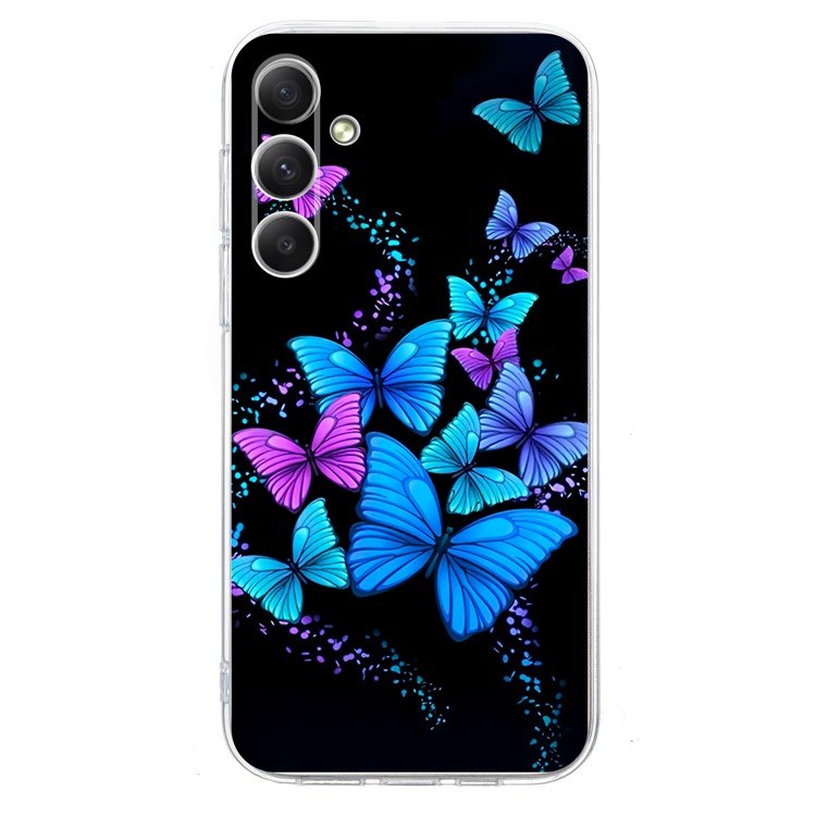 EIDERWOOD Samsung Galaxy S25 FE Flexible Plastic Case with Motif - Black / Blue Butterflies