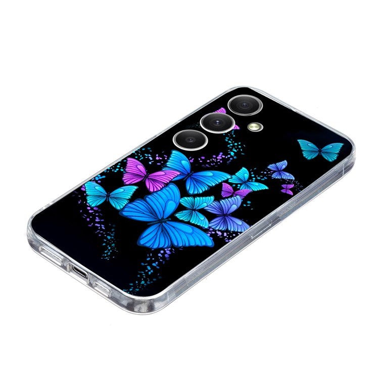 EIDERWOOD Samsung Galaxy S25 FE Flexible Plastic Case with Motif - Black / Blue Butterflies