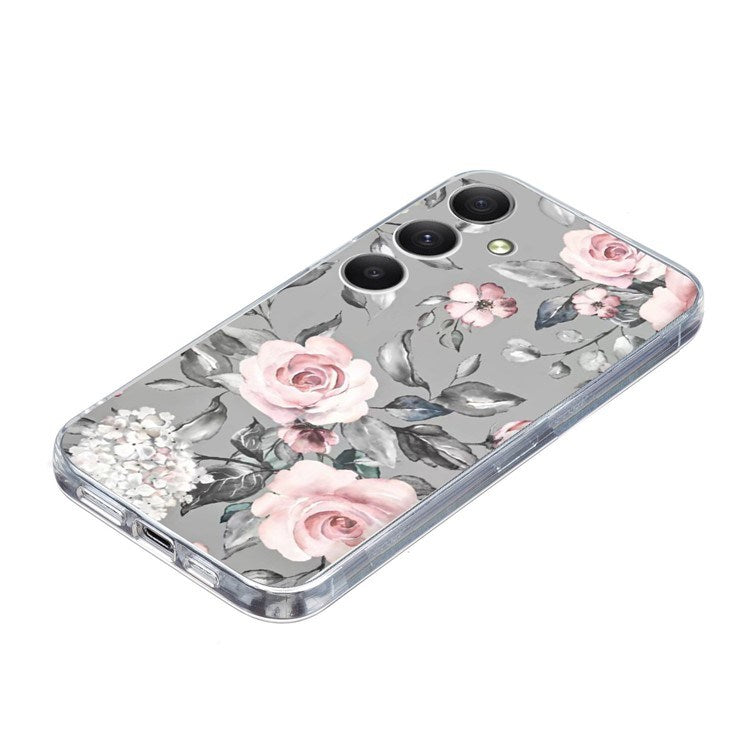 EIDERWOOD Samsung Galaxy S25 FE Flexible Plastic Case with Motif - Grey / Pink Roses