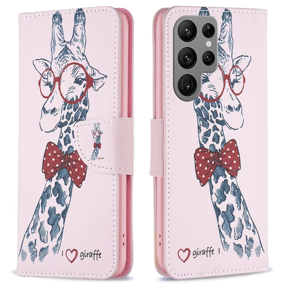 EIDERWOOD Samsung Galaxy S25 Ultra Faux Leather Case with Wallet & Stand Function - Giraffe