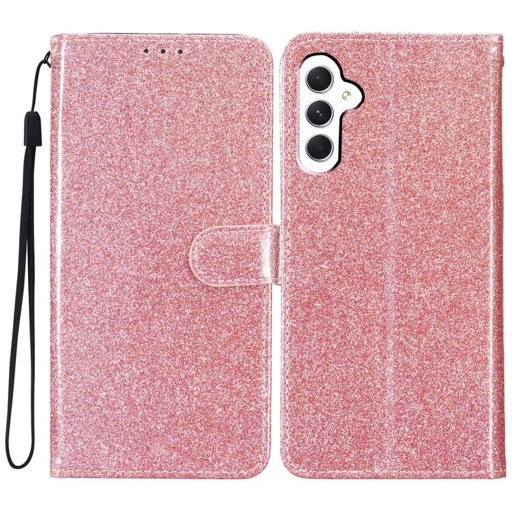 EIDERWOOD Samsung Galaxy A36 (5G) Leather Flip Case with Wallet & Strap - Glitter - Rose Gold