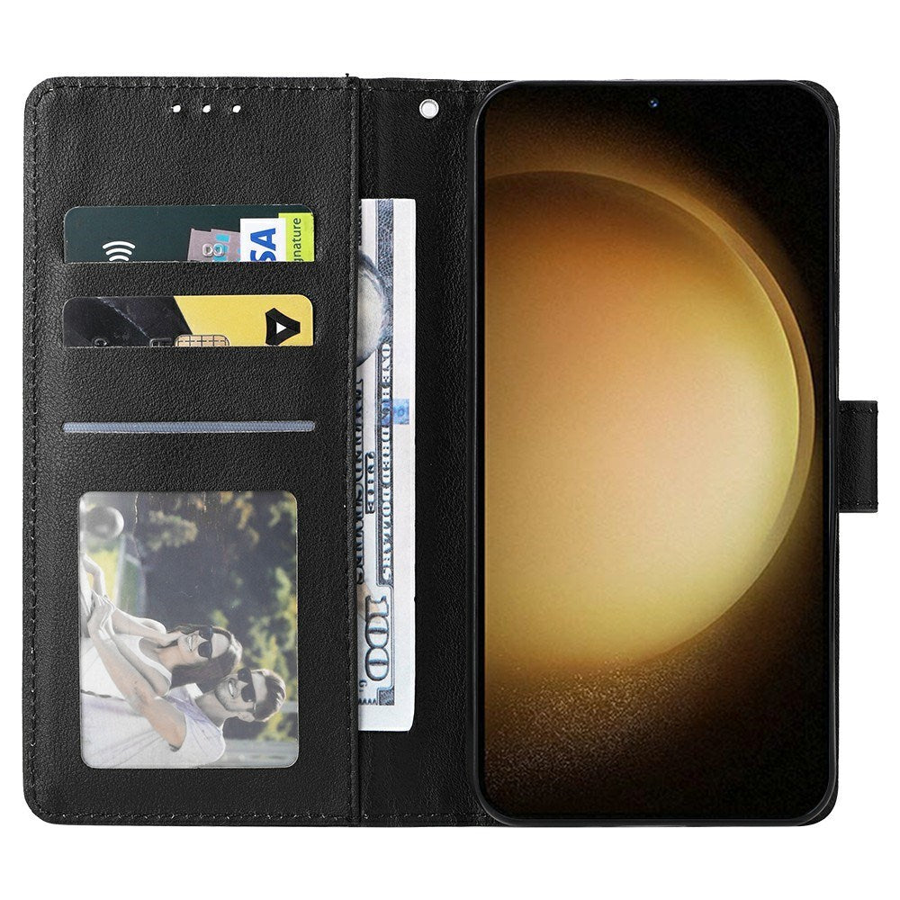 EIDERWOOD Samsung Galaxy S25+ (Plus) / S24+ (Plus) Faux Leather Case with Wallet and Strap - Black