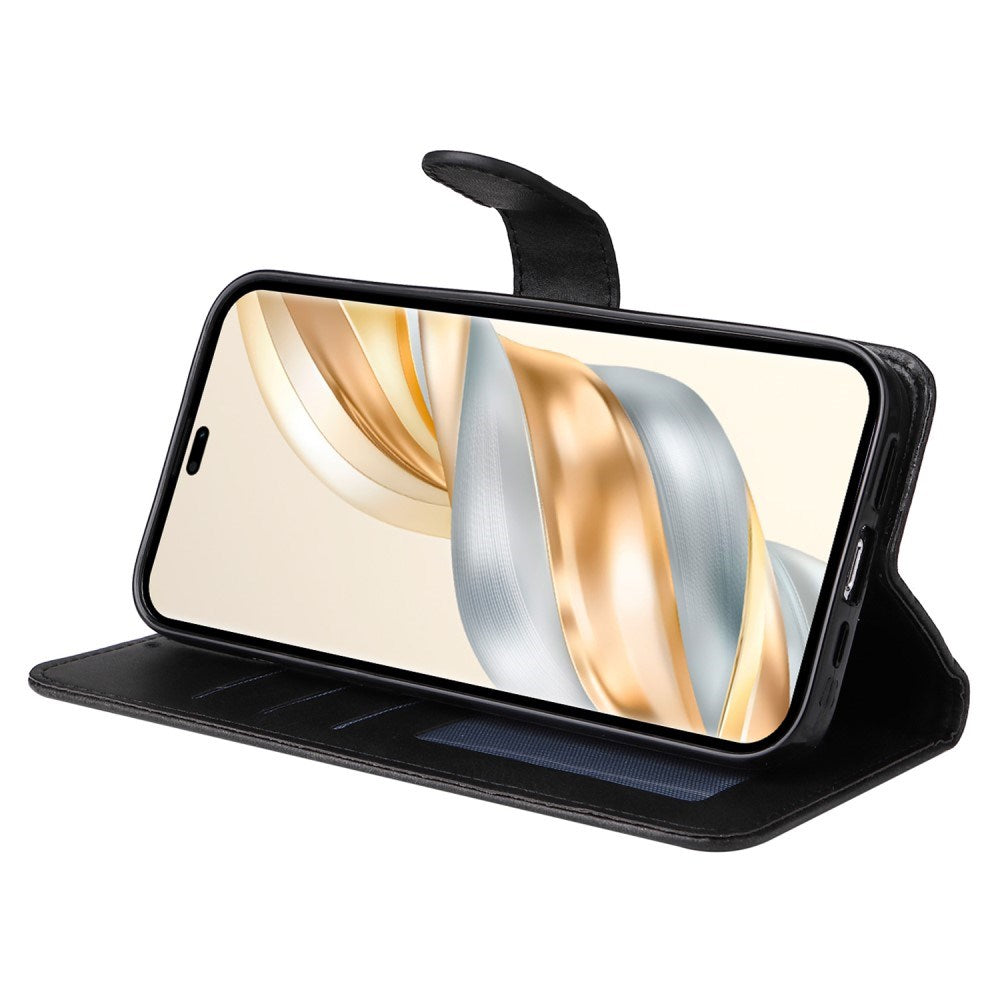 EIDERWOOD Honor Magic7 Lite Faux Leather Flip Case with Strap - Black