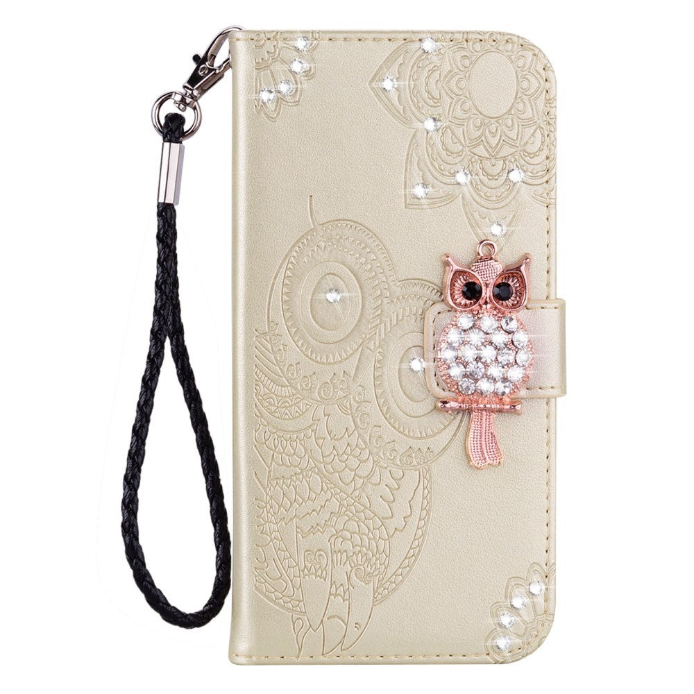 EIDERWOOD Samsung Galaxy S25+ (Plus) Faux Leather Flip Case with Owl Design - Gold