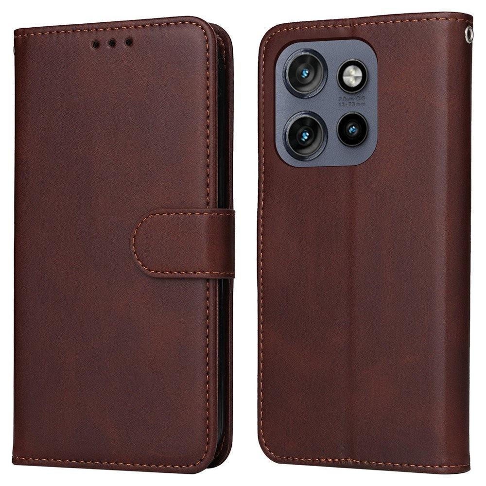 Motorola Edge 60 Neo / 50 Neo / ThinkPhone 25 EIDERWOOD Faux Leather Flip Case with Strap - Brown
