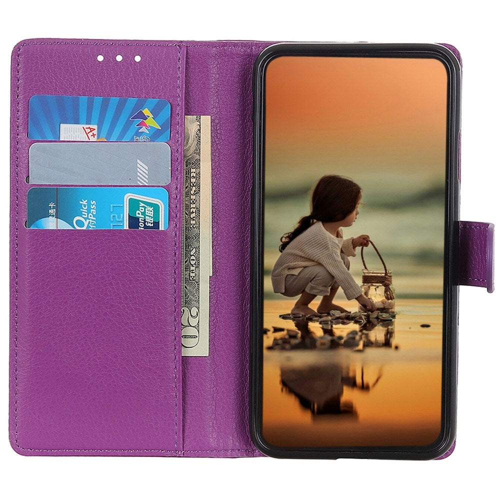 EIDERWOOD Xiaomi Poco X7 Pro Litchi Faux Leather Flip Case with Wallet - Purple