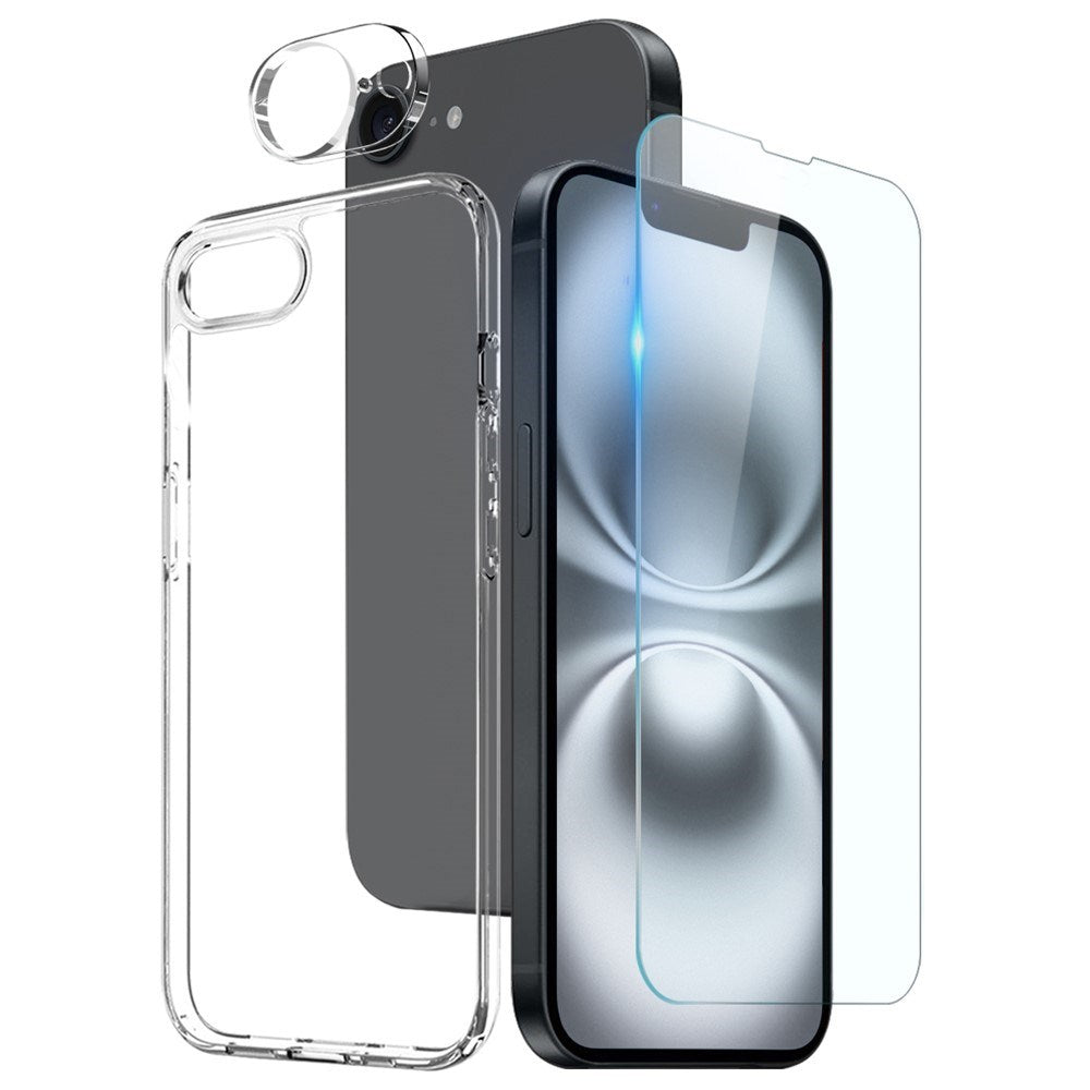 NORTHJO iPhone 16e | 3-in-1 360° Protection Set with Case | Screen Protector | Camera Lens Protector - Transparent