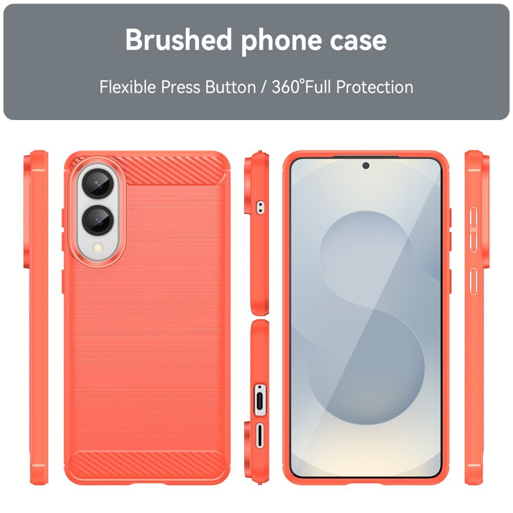 EIDERWOOD Samsung Galaxy S25 Edge Brushed Carbon Fiber Flexible Plastic Case - Red