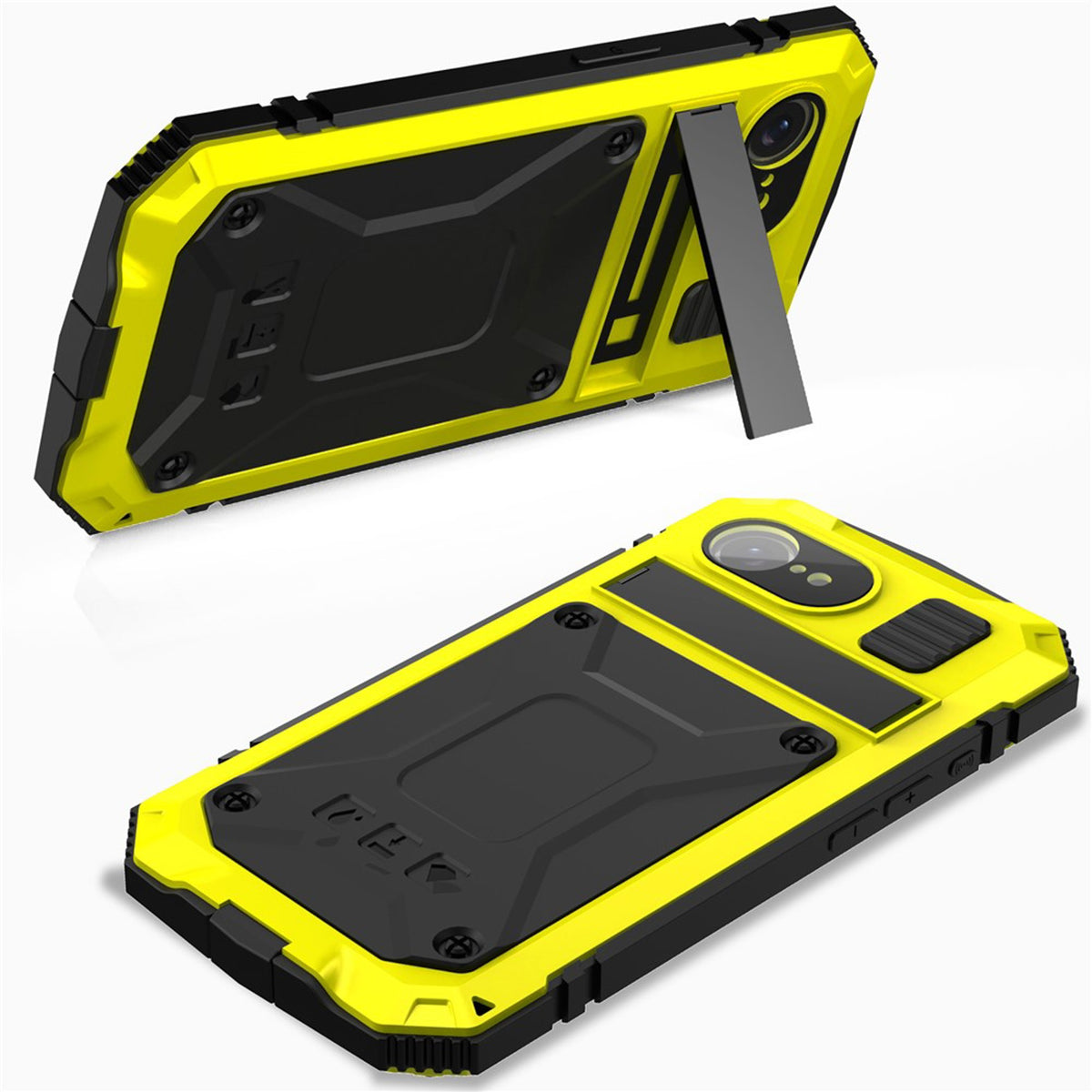 iPhone 17e / 16e R-JUST Hybrid Rugged Case with Built-In Screen Protector & Kickstand - Yellow