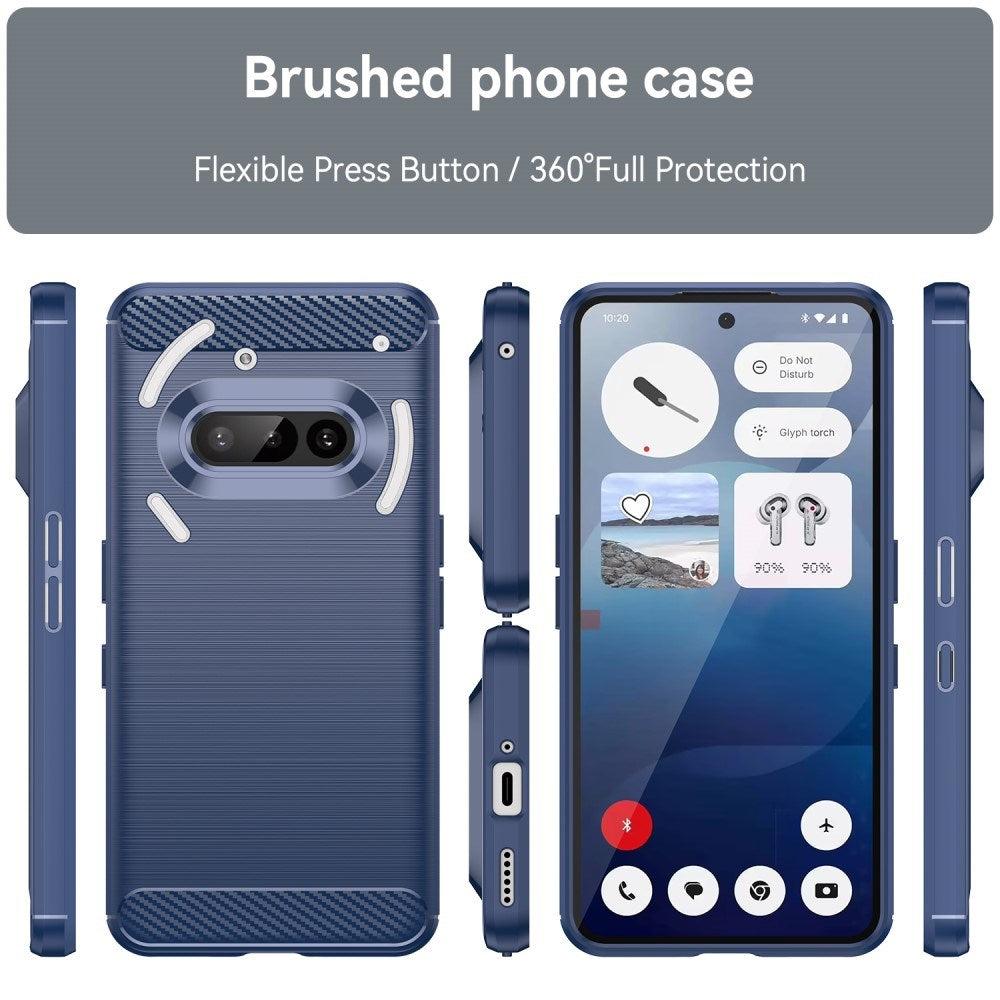 EIDERWOOD Nothing Phone (3a) Brushed Carbon Fiber Flexible Plastic Case - Blue