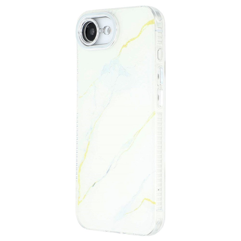 EIDERWOOD iPhone 16e Hybrid Case with Marble Design - White
