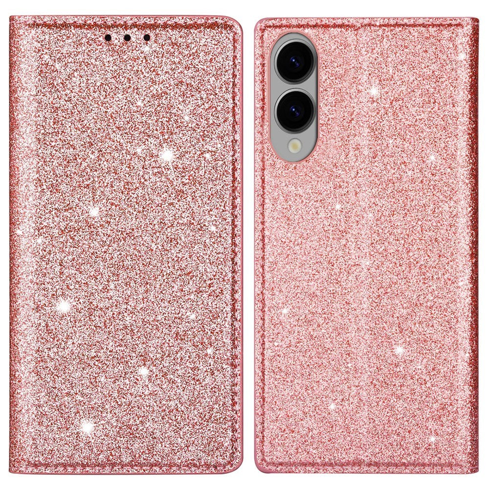 EIDERWOOD Samsung Galaxy S25 Edge Faux Leather Flip Case with Wallet - Glitter - Rose Gold