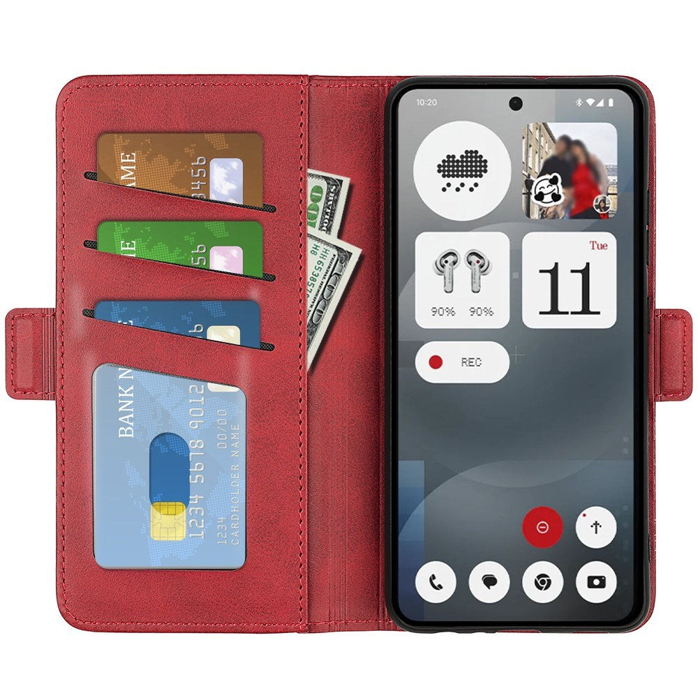 EIDERWOOD Nothing Phone (3a) Faux Leather Flip Case with Wallet & Stand Function - Red