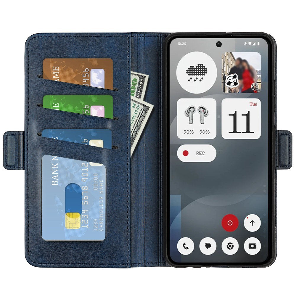 EIDERWOOD Nothing Phone (3a) Faux Leather Flip Case with Wallet & Stand Function - Blue