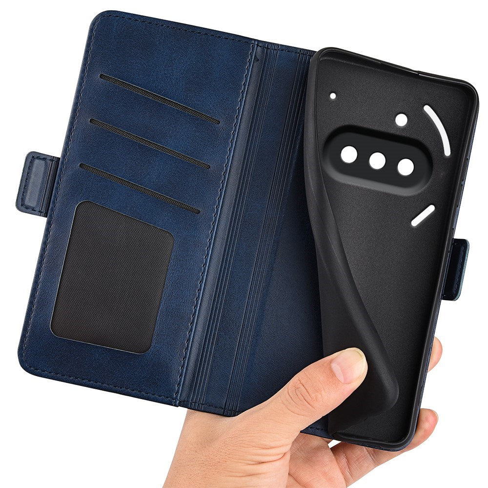 EIDERWOOD Nothing Phone (3a) Faux Leather Flip Case with Wallet & Stand Function - Blue