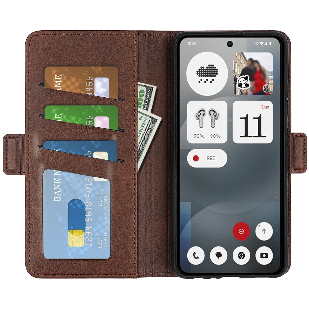 EIDERWOOD Nothing Phone (3a) Faux Leather Flip Case with Wallet & Stand Function - Brown