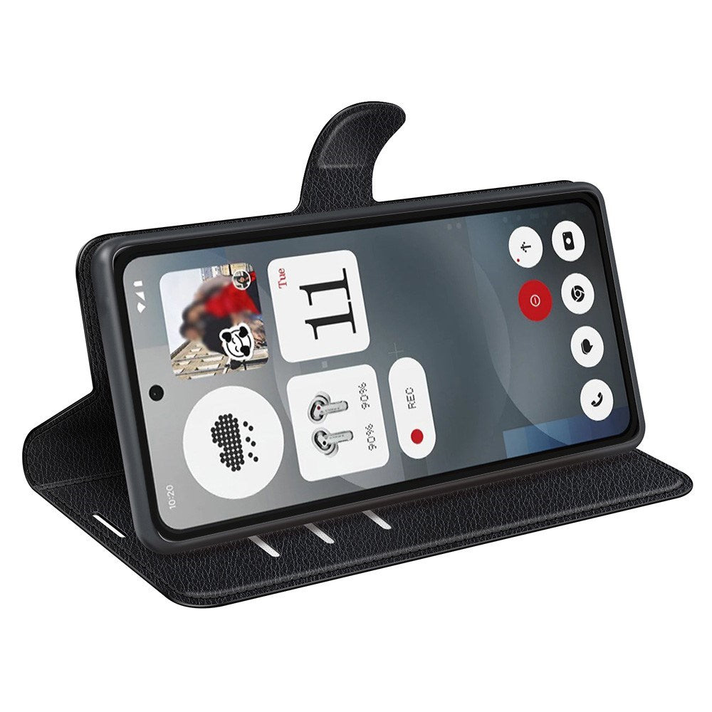 EIDERWOOD Nothing Phone (3a) Faux Leather Flip Case with Cardholder & Stand Function - Black