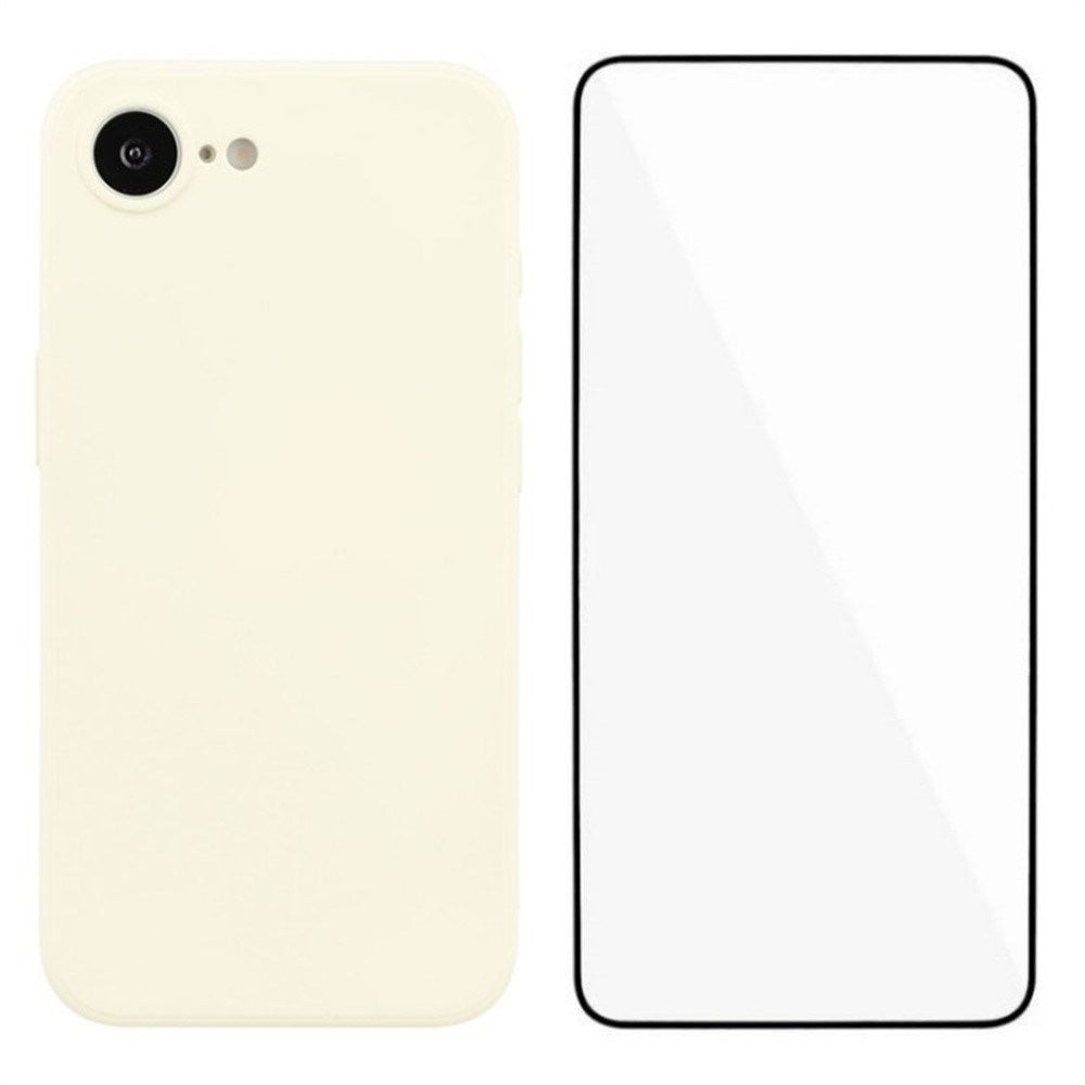 iPhone 17e / 16e Protection Set with Flexible Plastic Case & Screen Protector - White