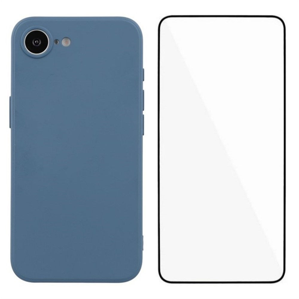 iPhone 17e / 16e Protection Set with Flexible Plastic Case & Screen Protector - Blue