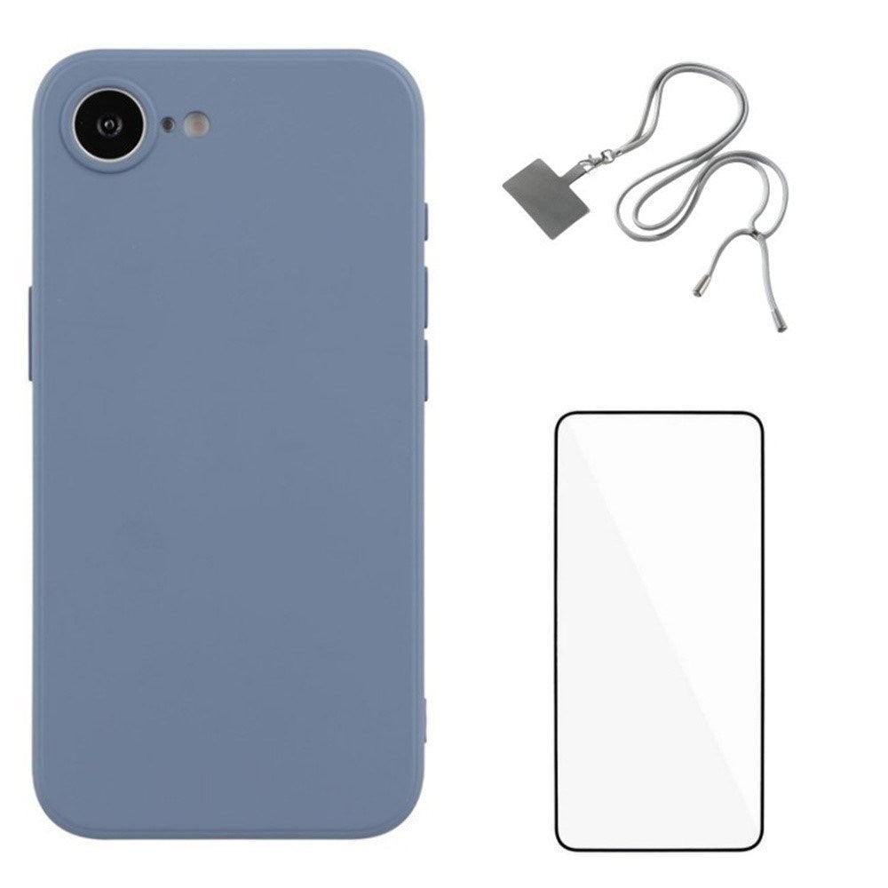 iPhone 17e / 16e Set with Flexible Plastic Case - Screen Protector - Lanyard - Lavender