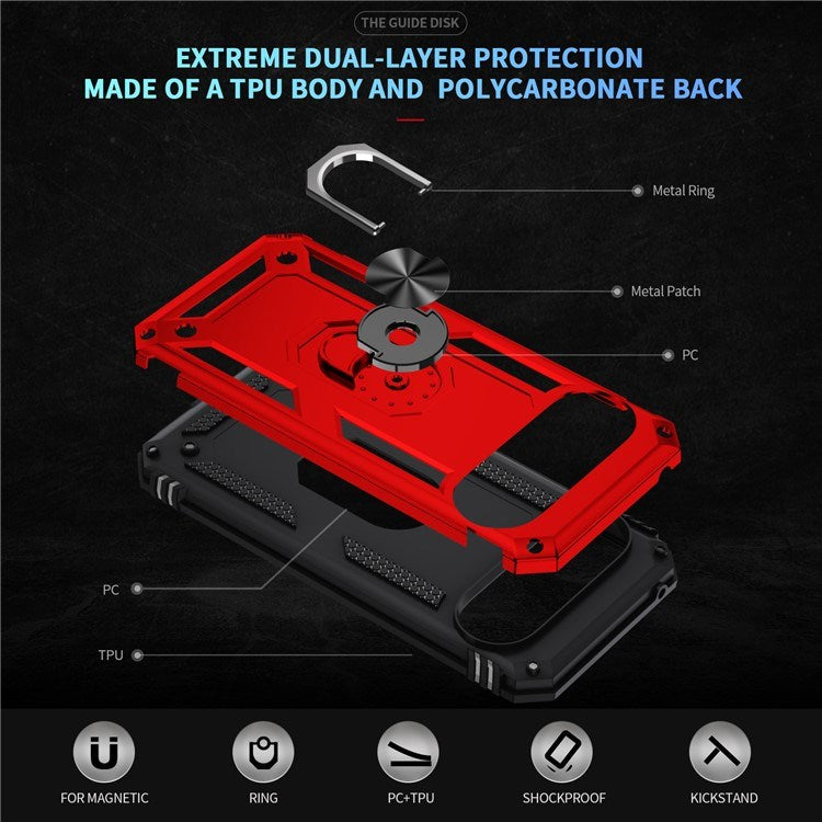 EIDERWOOD Google Pixel 10 Pro XL Hybrid Craftsman Case with 360 Rotatable Kickstand - Red