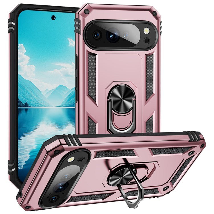 EIDERWOOD Google Pixel 10 Pro XL Hybrid Craftsman Case with 360 Rotatable Kickstand - Rose Gold