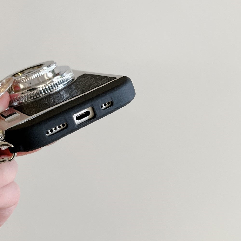 EIDERWOOD iPhone 16 Retro Camera Case with Shoulder Strap - Black