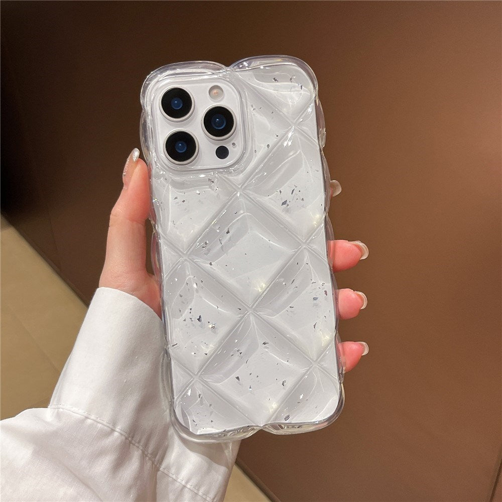 iPhone 16 Pro Max EIDERWOOD Textured Flexible Plastic Case – Transparent / Silver