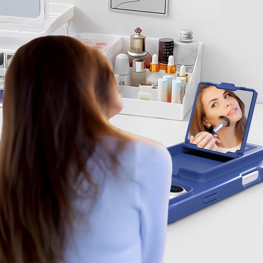 EIDERWOOD iPhone 16 Pro Max Flexible Plastic Case with Card Holder & Built-in Mirror - Blue