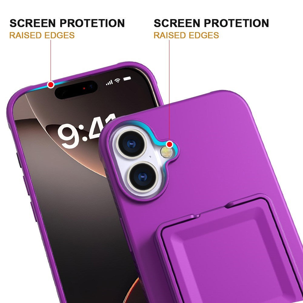 EIDERWOOD iPhone 16 Plus Flexible Plastic Case with Card Holder & Built-in Mirror - Dark Purple