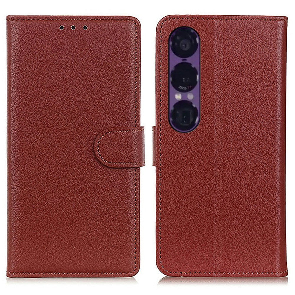 EIDERWOOD Sony Xperia 1 VII Faux Leather Flip Case with Cardholder & Stand Function - Brown