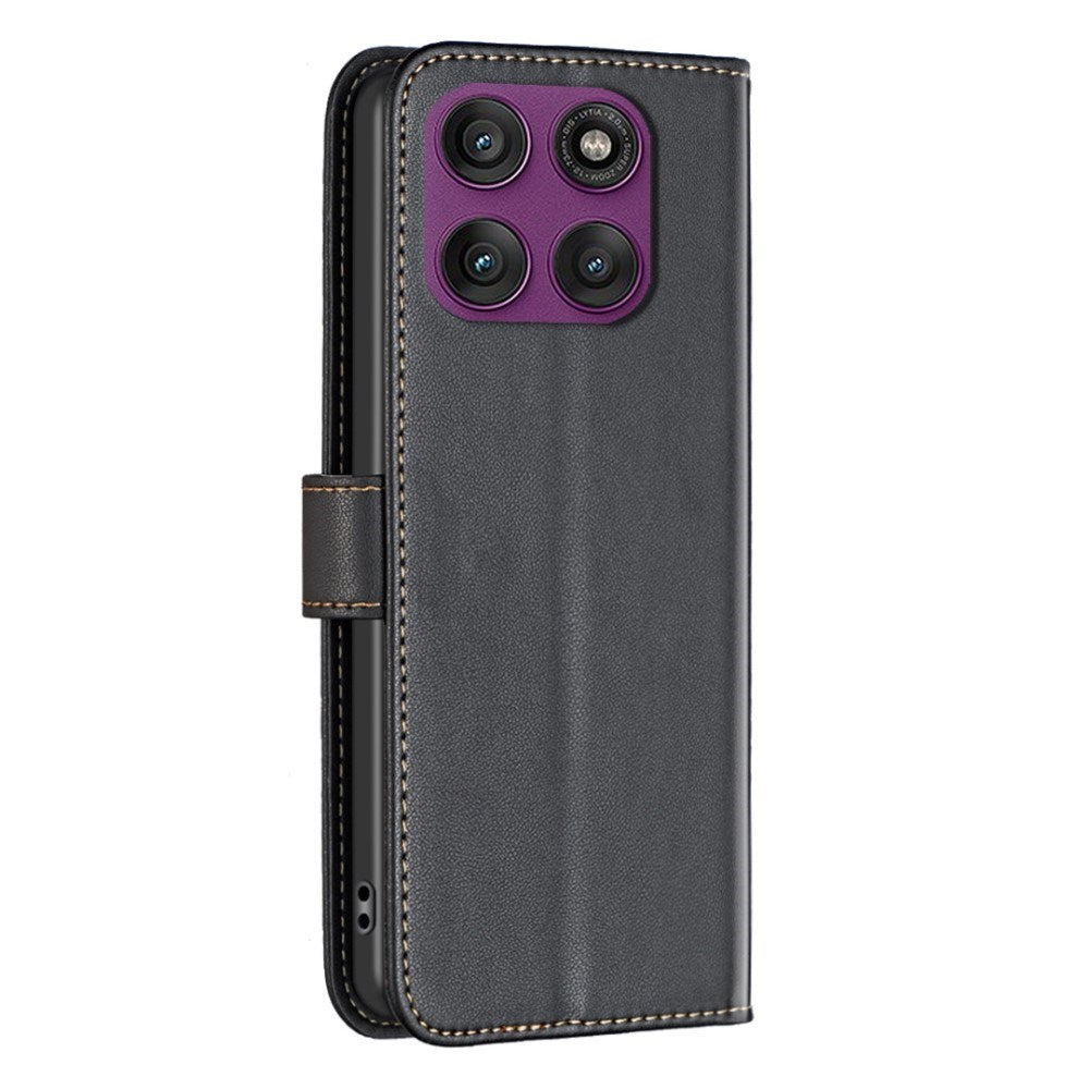 Motorola Edge 60 Pro BINFEN Faux Leather Flip Case with Card Holder & Stand Function - Black