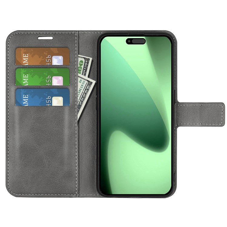 EIDERWOOD iPhone 17 Pro Max Faux Leather Flip Case with Stand & Card Holder - Grey