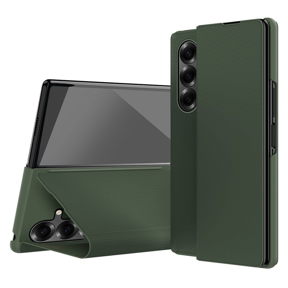 EIDERWOOD Samsung Galaxy Z Fold7 Faux Leather Flip Case with Texture & Stand Function - Green