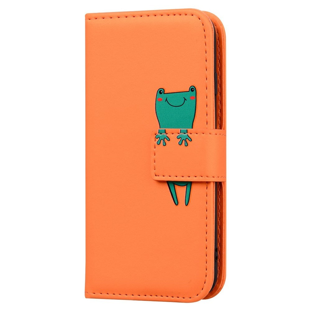 iPhone 17e / 16e Faux Leather Flip Case with Character Design - Orange