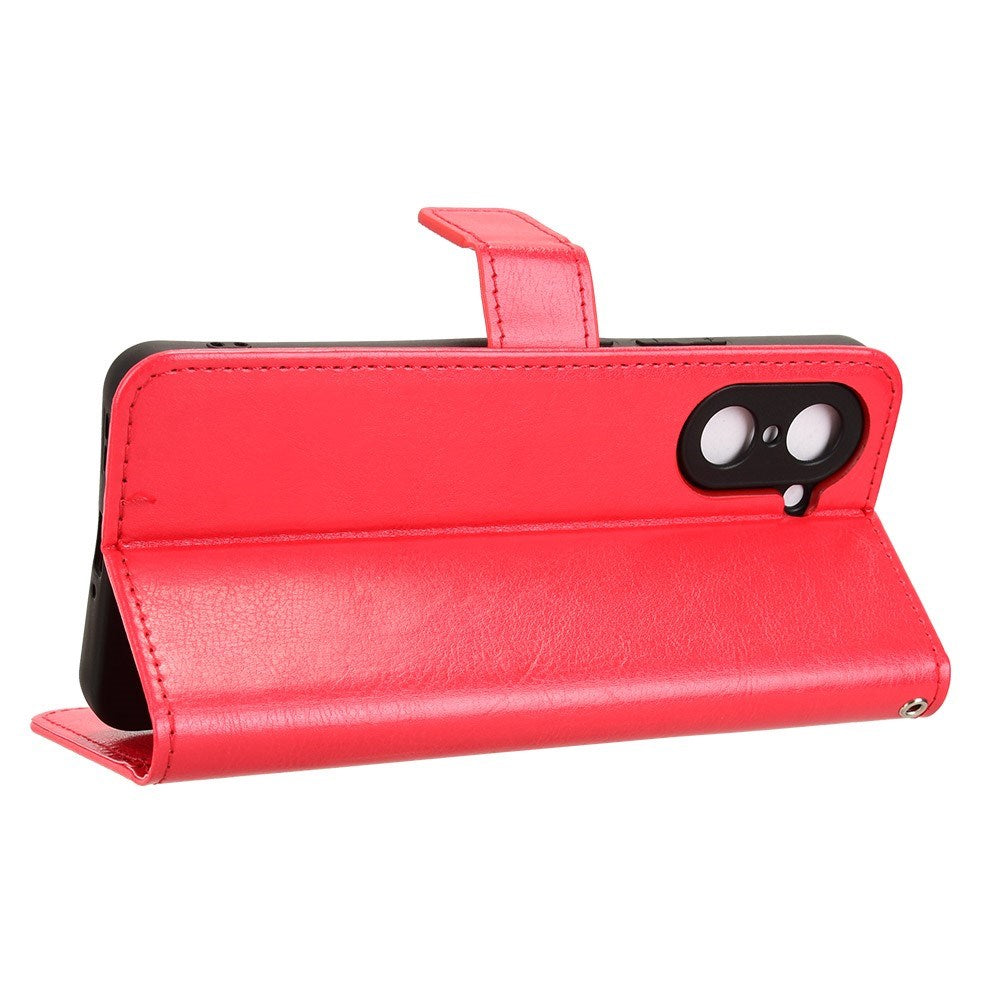 EIDERWOOD OnePlus Nord CE5 Faux Leather Flip Case with Strap - Red