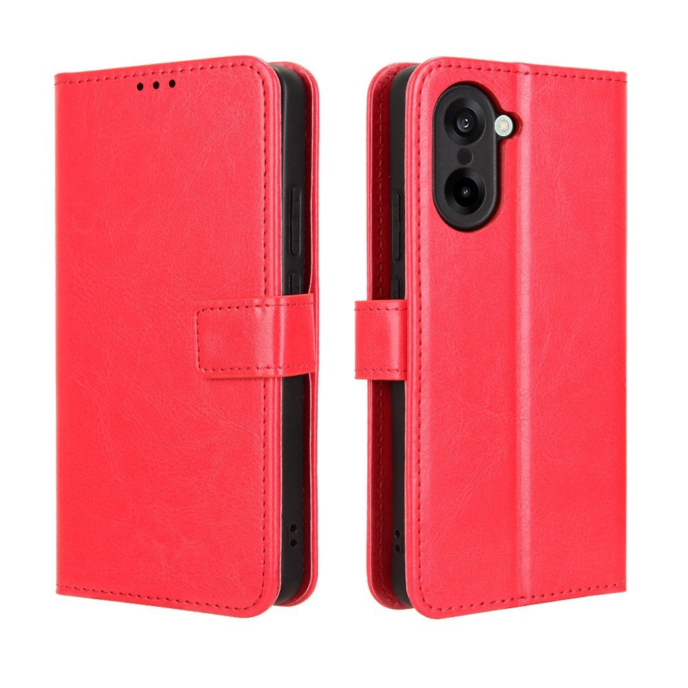 EIDERWOOD OnePlus Nord CE5 Faux Leather Flip Case with Strap - Red