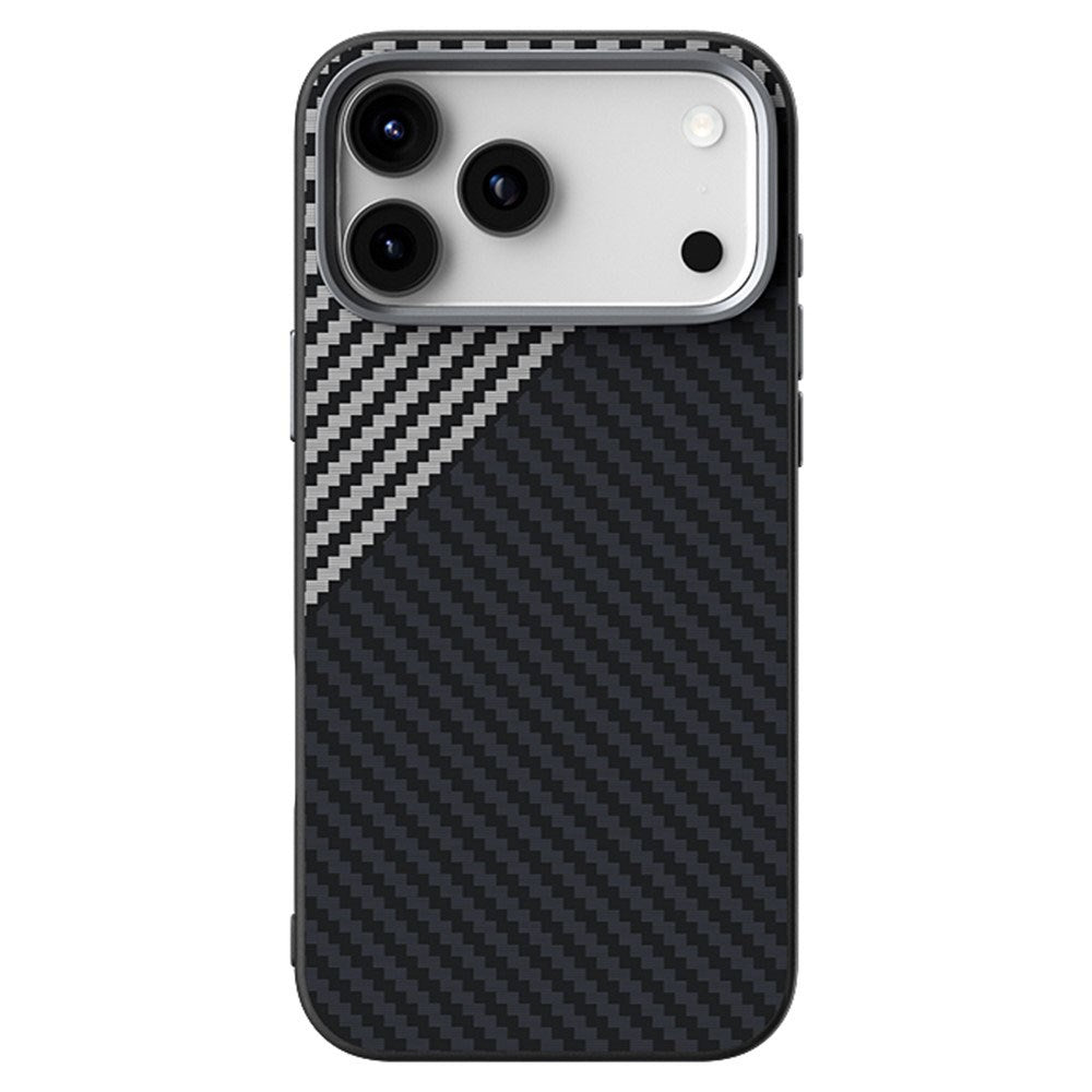 iPhone 18 Pro / 17 Pro ABEEL Hybrid Case with Carbon Fiber Texture - MagSafe Compatible - Black / Silver